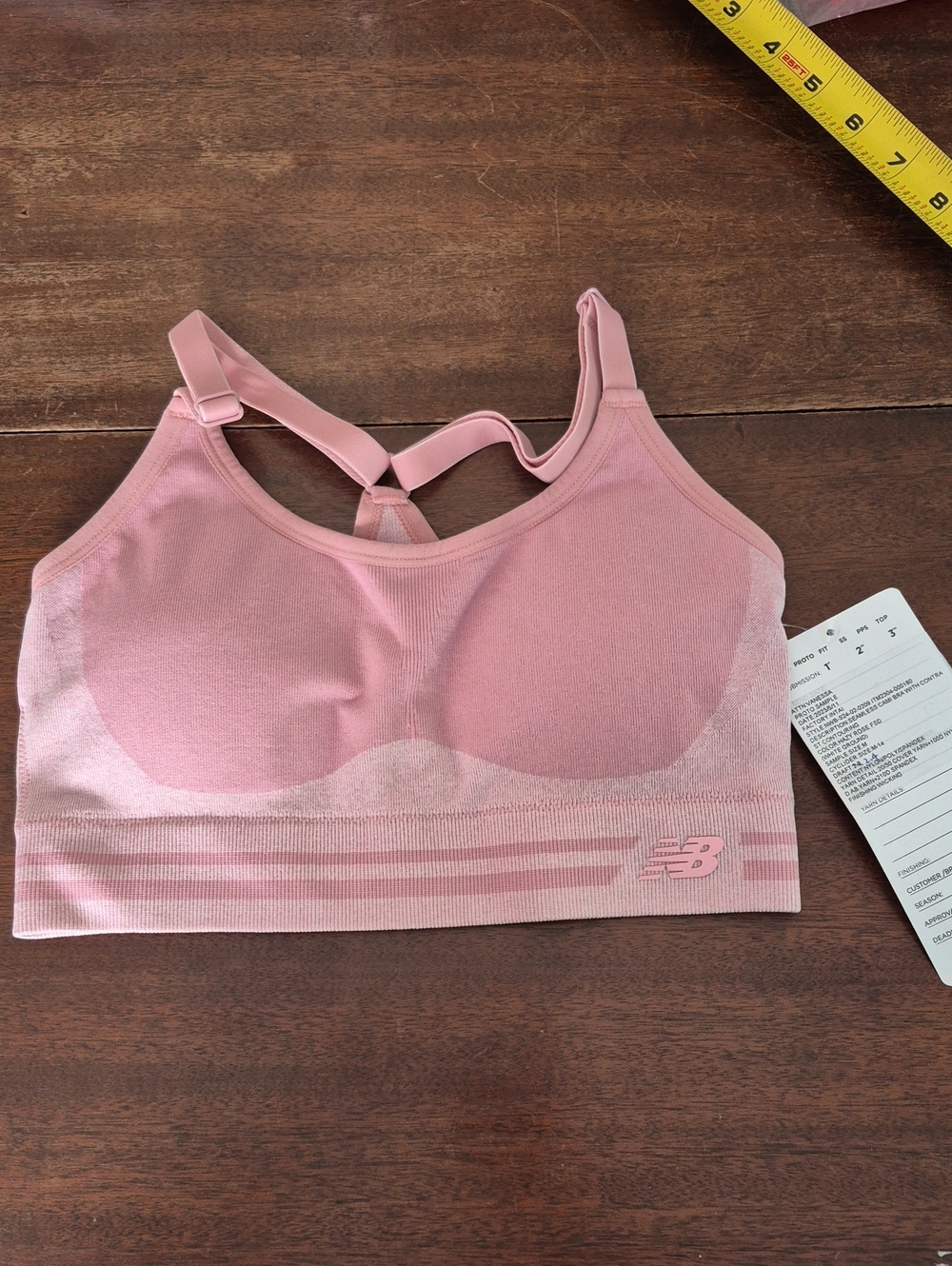 New Balance Women's Dusty Pink Seamless Sports Bra with Strappy Back